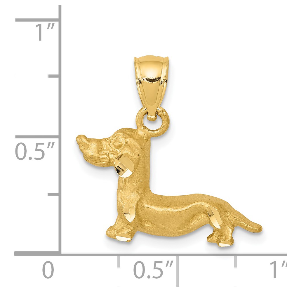 14K Diamond-cut Dachshund Pendant (K3428)