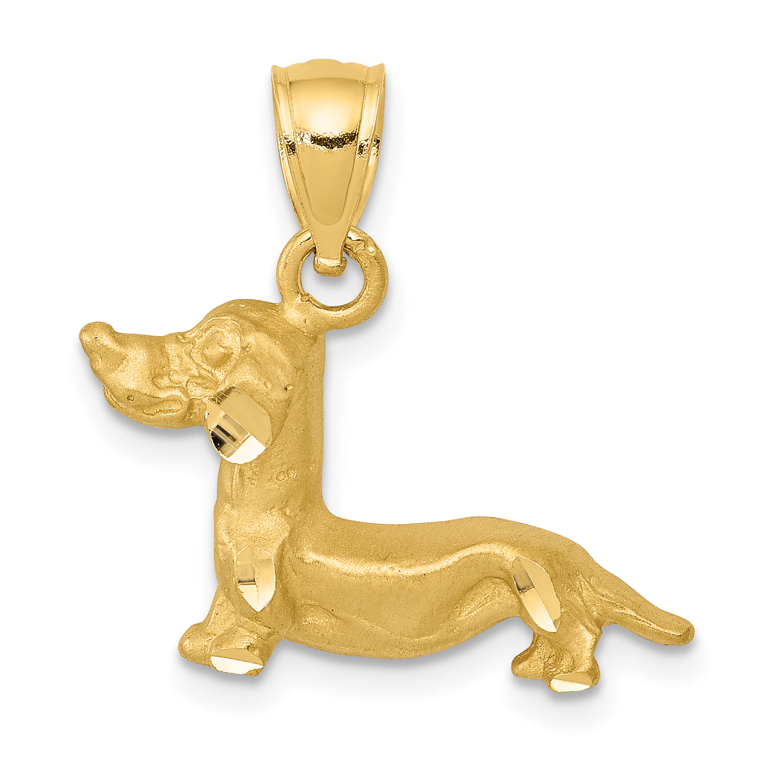 14K Diamond-cut Dachshund Pendant (K3428)