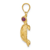 14K Turtle with Ruby Eyes Pendant view 2