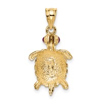14K Turtle with Ruby Eyes Pendant view 3