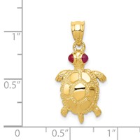 14K Turtle with Ruby Eyes Pendant view 4