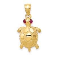 14K Turtle with Ruby Eyes Pendant view 1