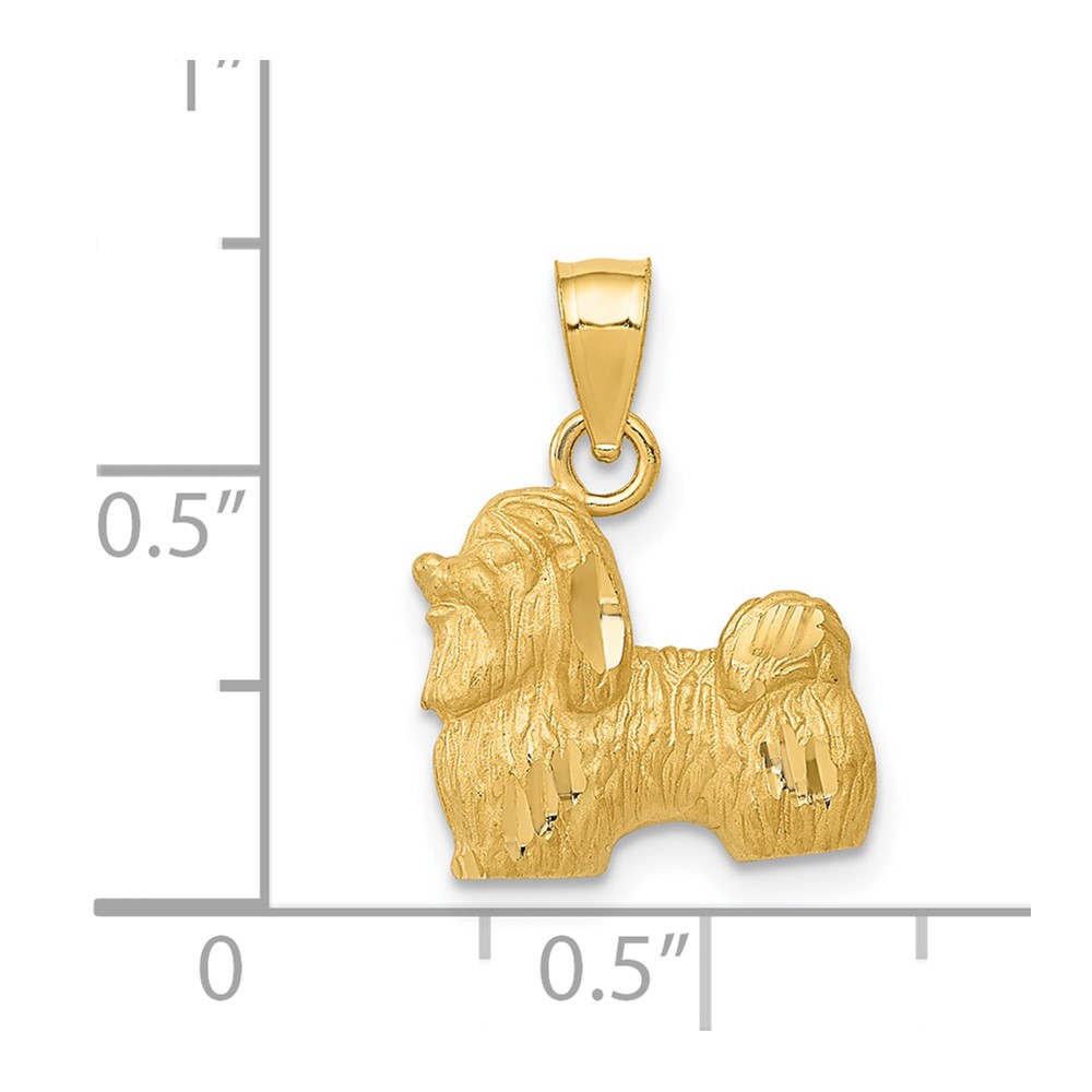 14K Diamond-cut Shih Tzu Pendant (K3432)