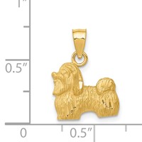 14K Yellow Gold Satin Diamond-cut Shih Tzu Dog Pendant view 4