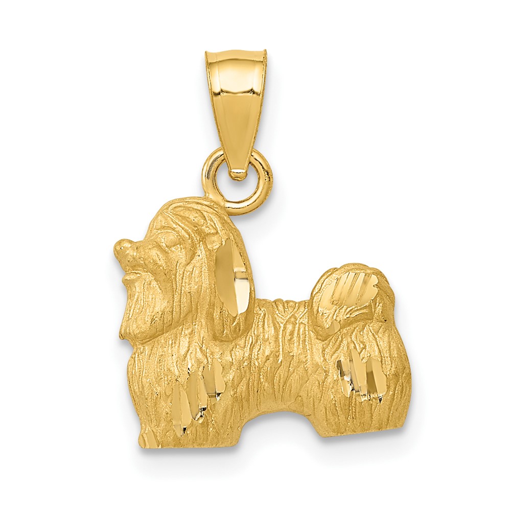 14K Diamond-cut Shih Tzu Pendant (K3432)