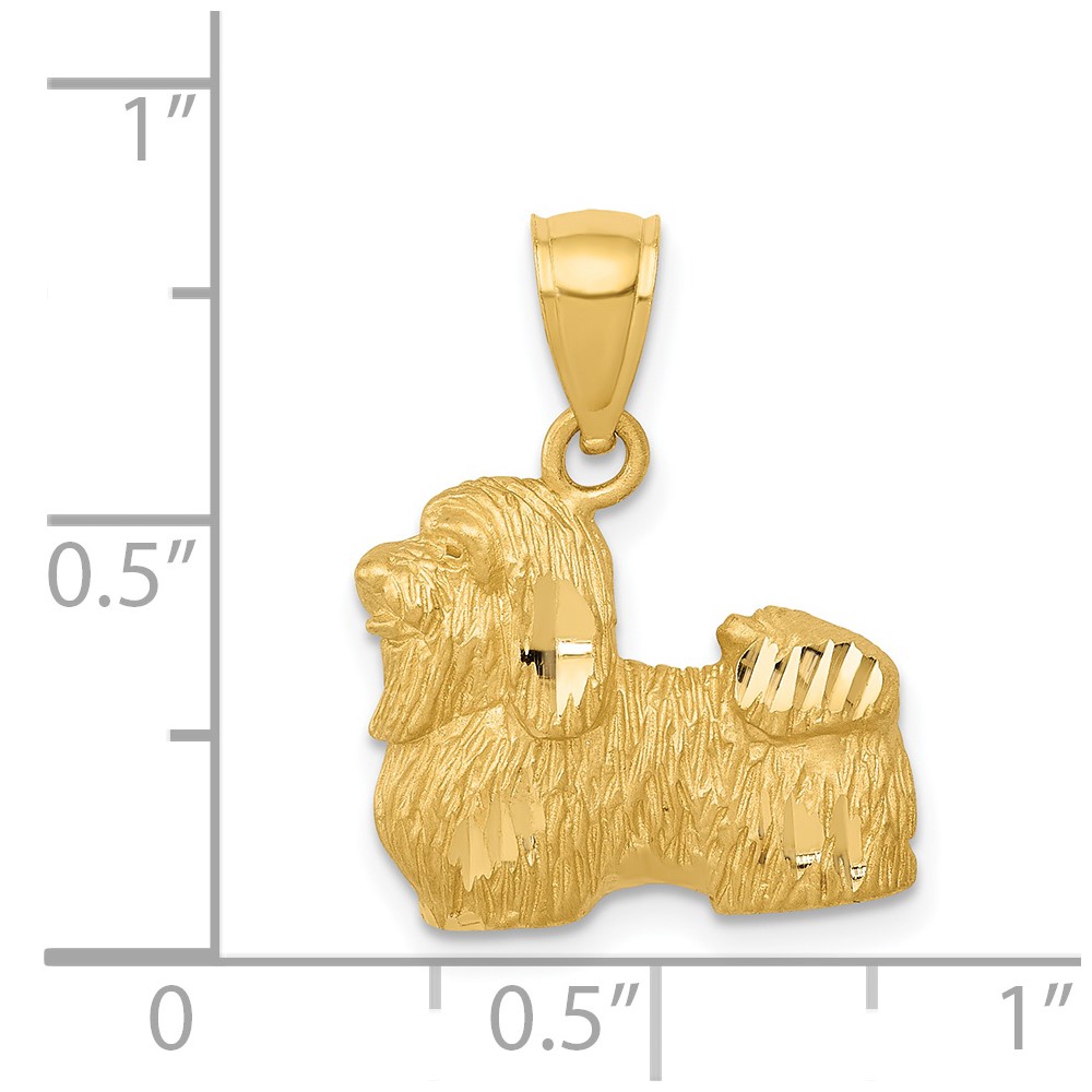 14K Diamond-cut Shih Tzu Pendant (K3433)
