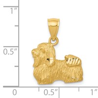 14K Yellow Gold Satin Diamond-cut Shih Tzu Dog Pendant view 4
