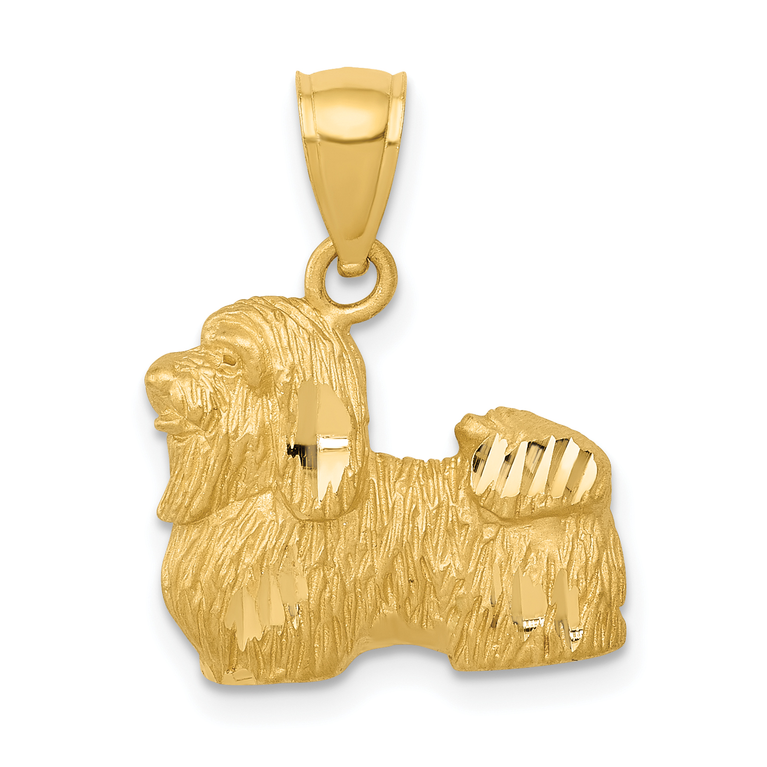 14K Diamond-cut Shih Tzu Pendant (K3433)