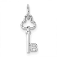 14K White Gold Key Letter B Initial Charm view 1