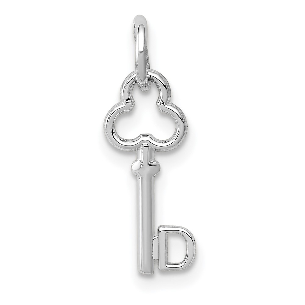 14K White Gold Key Letter D Initial Charm (K3434D)