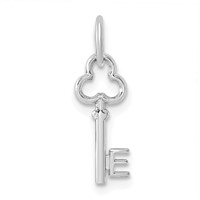 14K White Gold Key Letter E Initial Charm view 1