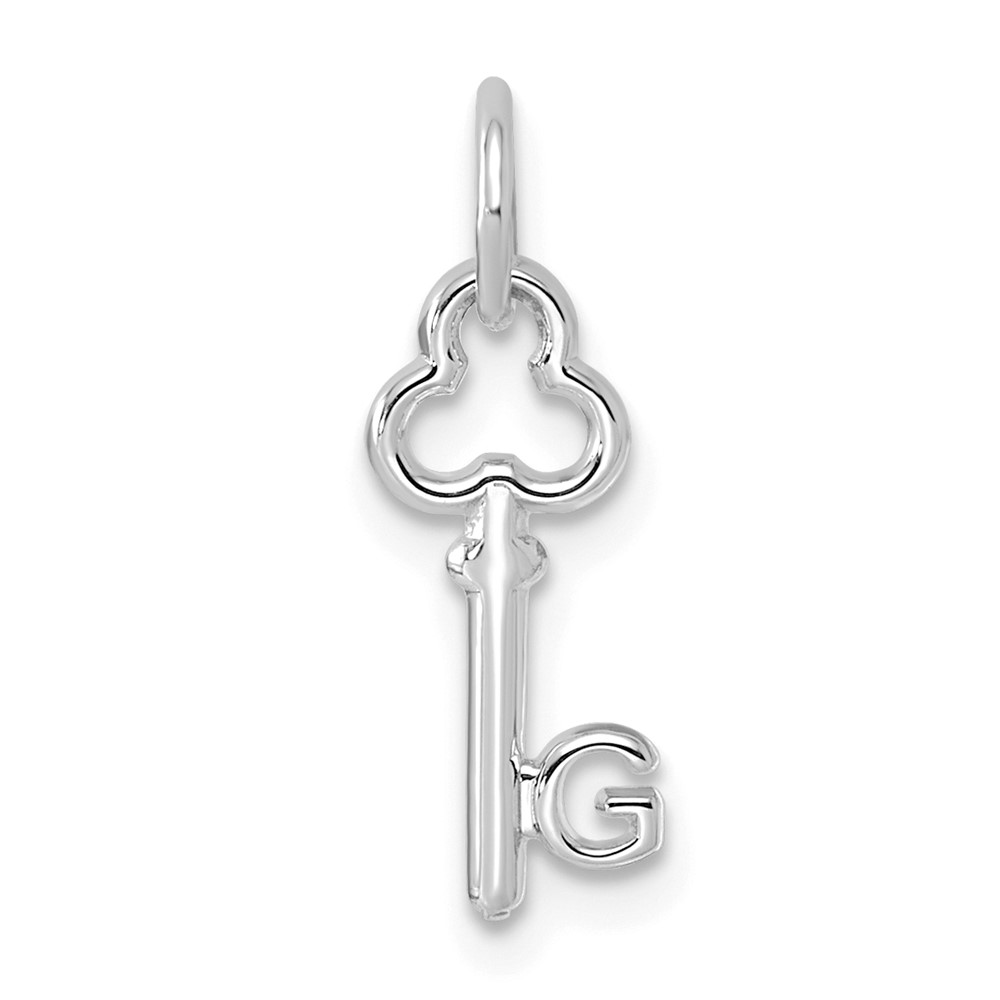 14K White Gold Key Letter G Initial Charm