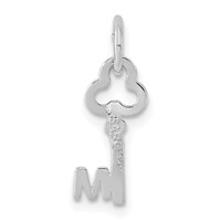 14K White Gold Key Letter M Initial Charm view 4