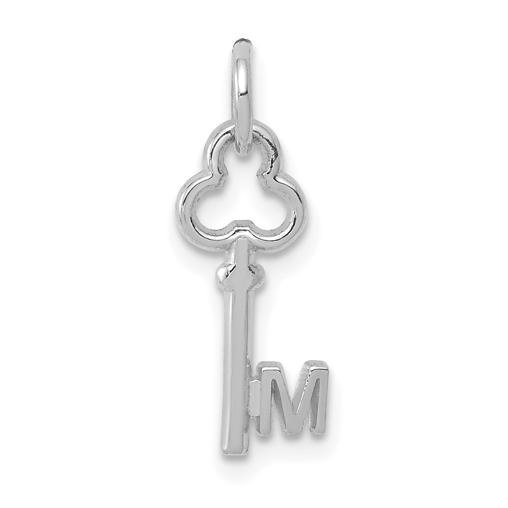 14K White Gold Key Letter M Initial Charm (K3434M)