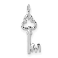 14K White Gold Key Letter M Initial Charm view 1
