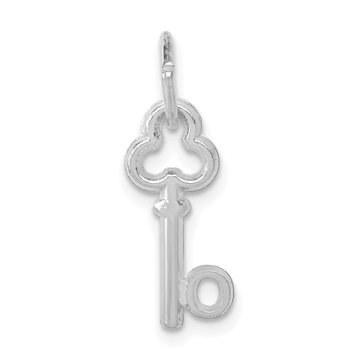 14K White Gold Key Letter O Initial Charm (K3434O)