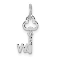 14K White Gold Key Letter W Initial Charm view 4