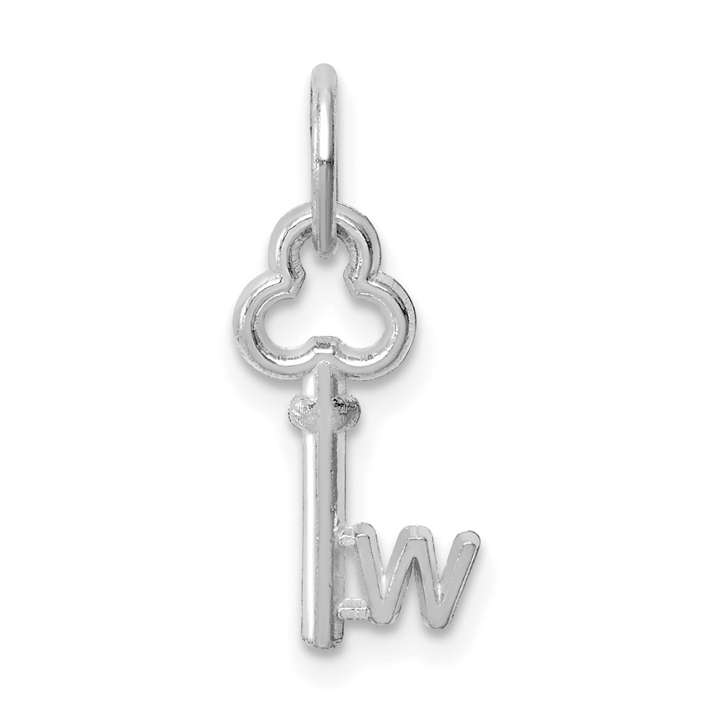 14K White Gold Key Letter W Initial Charm (K3434W)