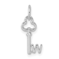 14K White Gold Key Letter W Initial Charm view 1
