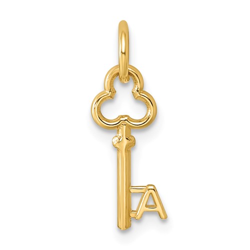 14K Yellow Gold Key Letter a Initial Charm