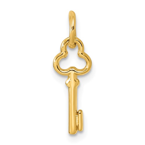 14K Yellow Gold Key Letter I Initial Charm