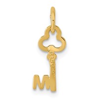 14K Yellow Gold Key Letter M Initial Charm view 3