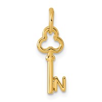 14K Yellow Gold Key Letter N Initial Charm view 1