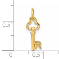 14K Yellow Gold Key Letter R Initial Charm view 3