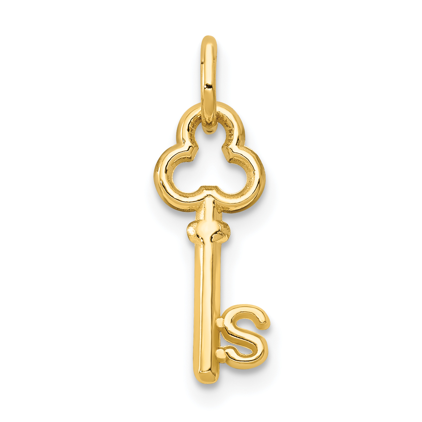 14k Key Letter S Initial Charm (K3442S)