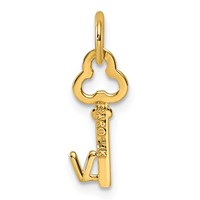 14K Yellow Gold Key Letter V Initial Charm view 4