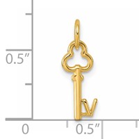 14K Yellow Gold Key Letter V Initial Charm view 3