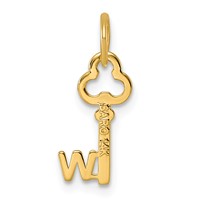 14K Yellow Gold Key Letter W Initial Charm view 4