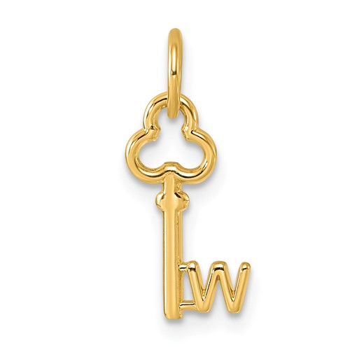 14K Yellow Gold Key Letter W Initial Charm