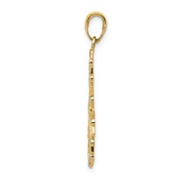 14K and White Rhodium Diamond-cut Flower Pendant view 2