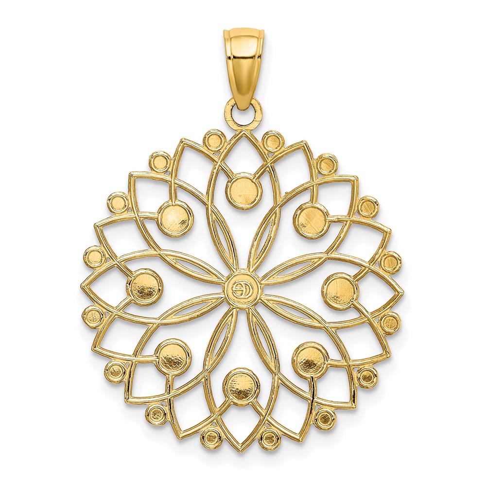 14k and White Rhodium Diamond-cut Flower Pendant (K3452)