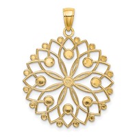 14K and White Rhodium Diamond-cut Flower Pendant view 3