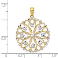 14K and White Rhodium Diamond-cut Flower Pendant view 4