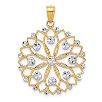 14K and White Rhodium Diamond-cut Flower Pendant view 1