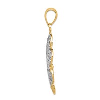 14K and White Rhodium Filigree Hearts Pendant with Scalloped Edge view 2