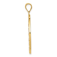 14K and White Rhodium Diamond-cut Circle Pendant view 2
