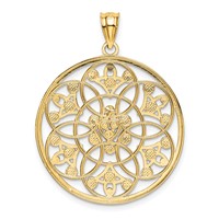 14K and White Rhodium Diamond-cut Circle Pendant view 3