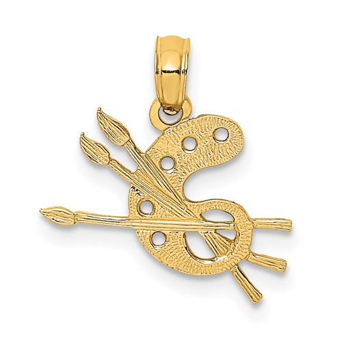 14K Yellow Gold Artists Paint Palette Charm