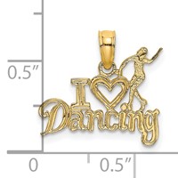 14K Yellow Gold I Heart Dancing Charm with Dancer view 3