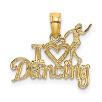 14K Yellow Gold I Heart Dancing Charm with Dancer view 1