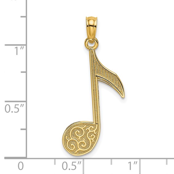 14k Scroll Design Music Note Charm