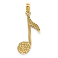 14K Yellow Gold Scroll Design Music Note Charm view 1