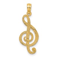 14K Textured Treble Clef Charm view 4