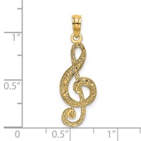 14K Textured Treble Clef Charm view 3