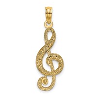 14K Textured Treble Clef Charm view 1