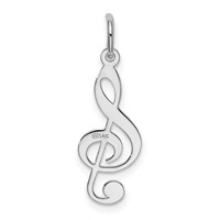 14K White Gold Polished Treble Clef Charm view 3